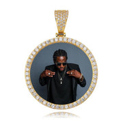 Diamond Frame Round Photo Pendant Chain