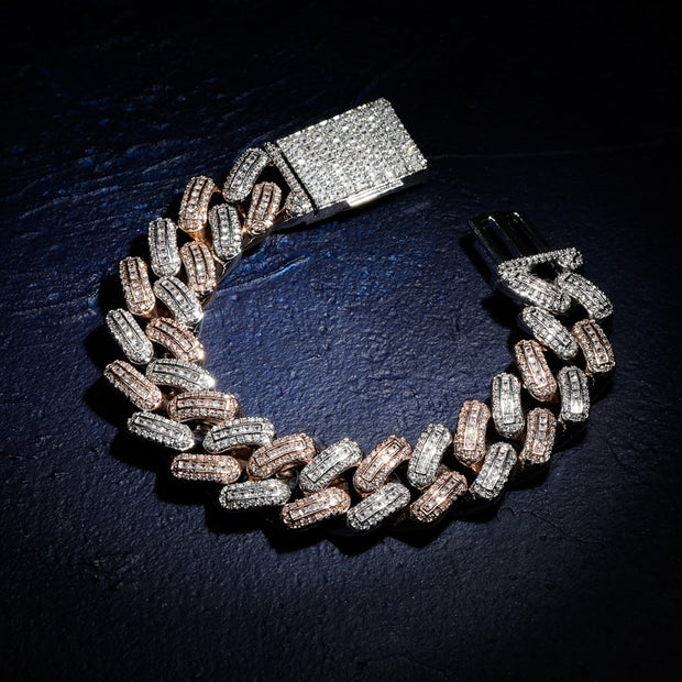 18mm Baguette Cuban Link Bracelet