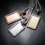 Diamond Rectangular Frame Photo Pendant