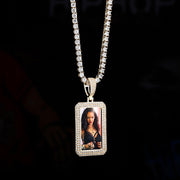 Diamond Rectangular Frame Photo Pendant