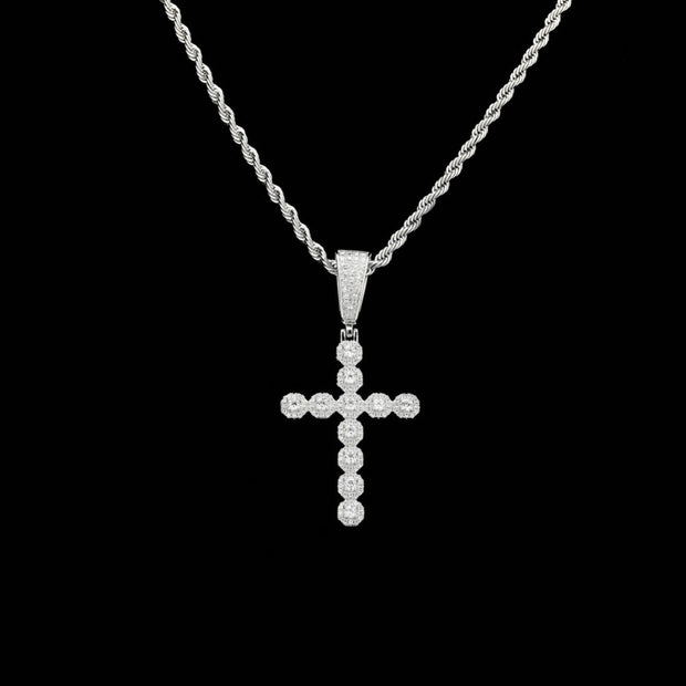 Diamond Cluster Cross Pendant Chain