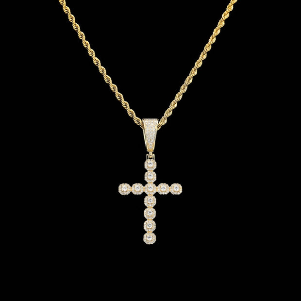 Diamond Cluster Cross Pendant Chain