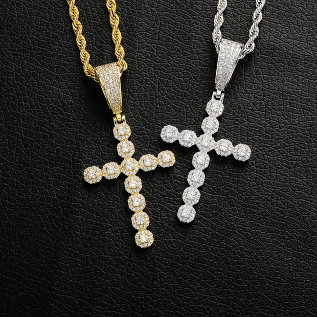 Diamond Cluster Cross Pendant Chain