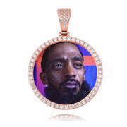 Diamond Frame Round Photo Pendant Chain