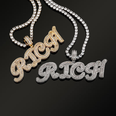 Cursive Baguette Name Chain