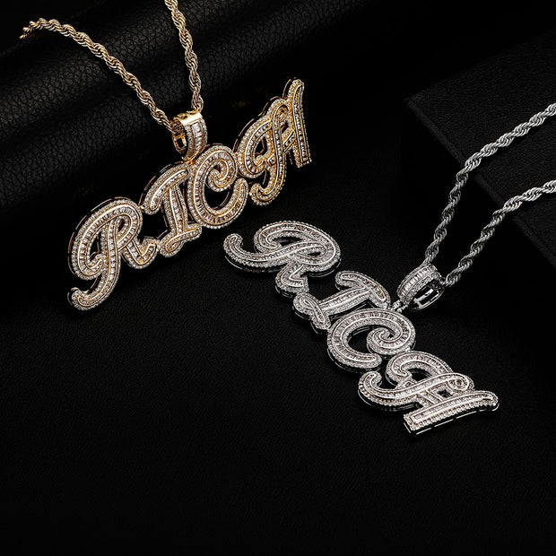 Cursive Baguette Name Chain